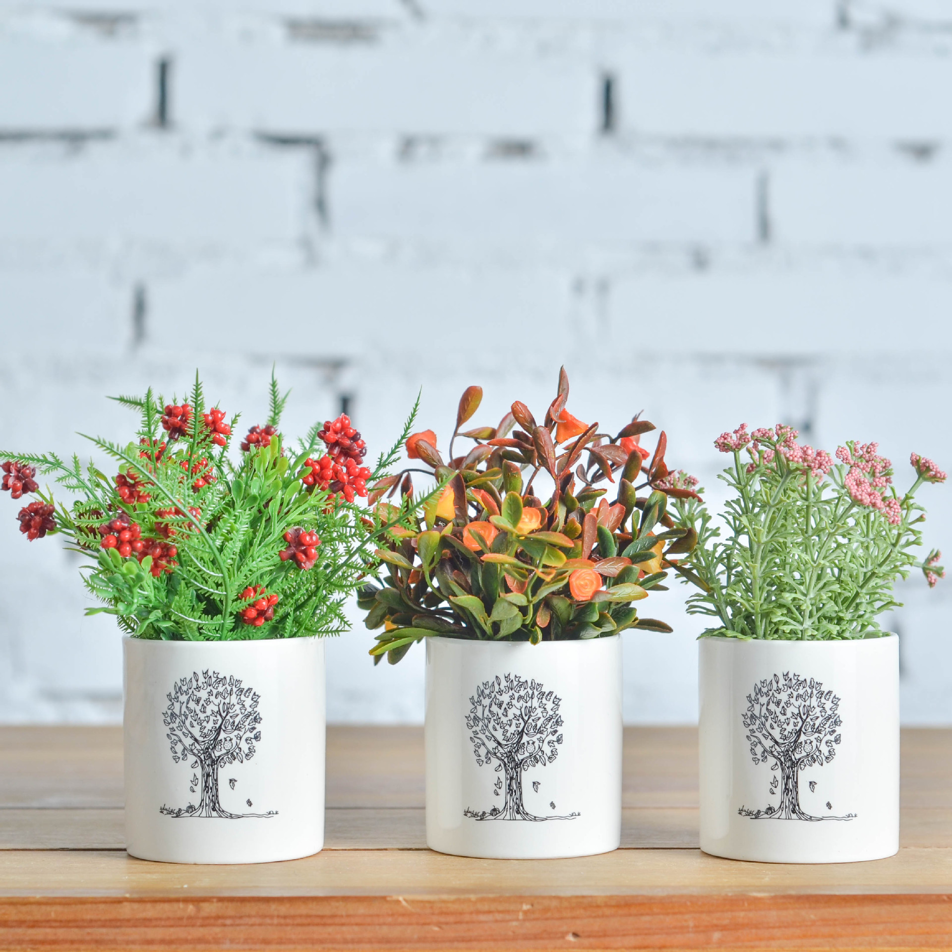 新款爱情树陶瓷圆杯盆栽仿真植物盆栽家居创意装饰汽车室内摆件