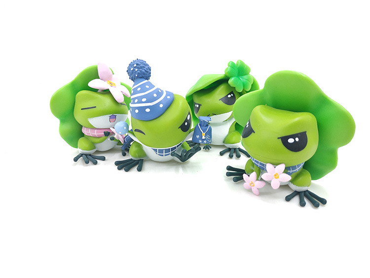 好彩动漫批发 q版4款旅行青蛙手办车载摆件