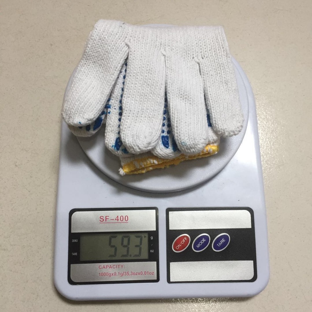 厂家直销棉纱点珠手套防滑耐磨点胶手套700克600克单面点珠