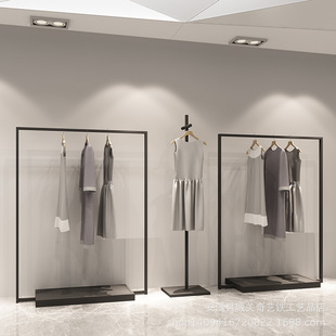 简约现代男女服装店展示架 服装架落地式陈列架 侧挂中岛挂衣架