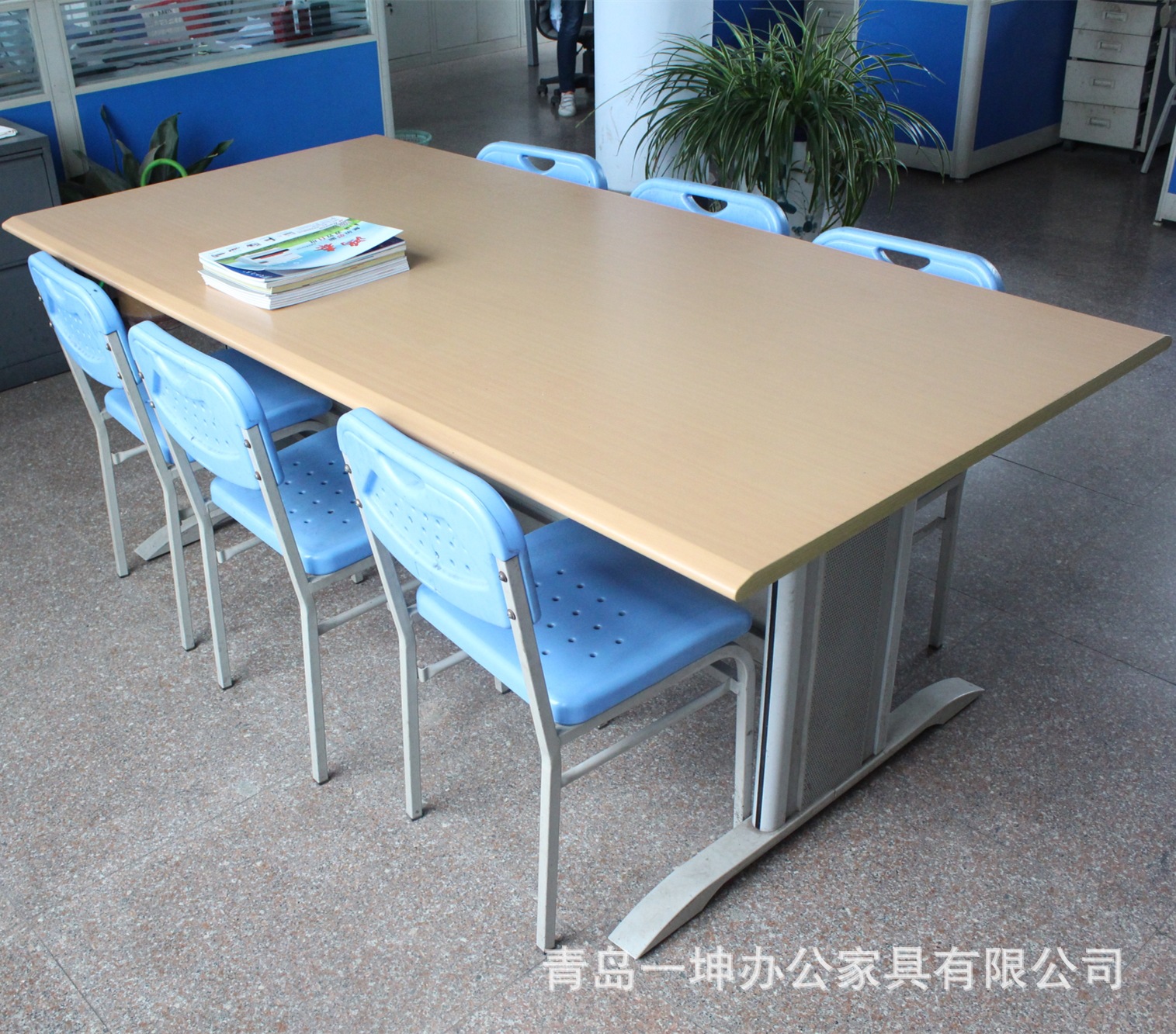 阅览桌长条桌图书馆阅览桌钢木阅览桌学生简约阅览桌批发定做