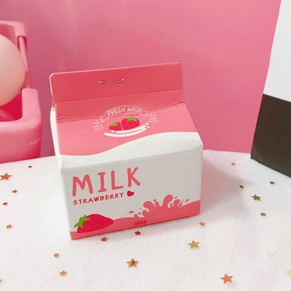 创意草莓牛奶盒子抽取便签纸少女心粉色n次贴便利贴文具便签本