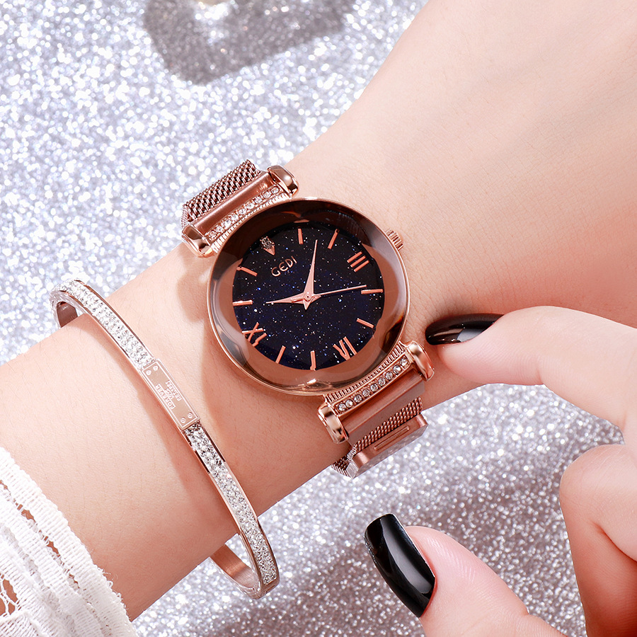 新款网红抖音gedi吸铁女学生表时尚星空韩版潮流简约女士懒人手表