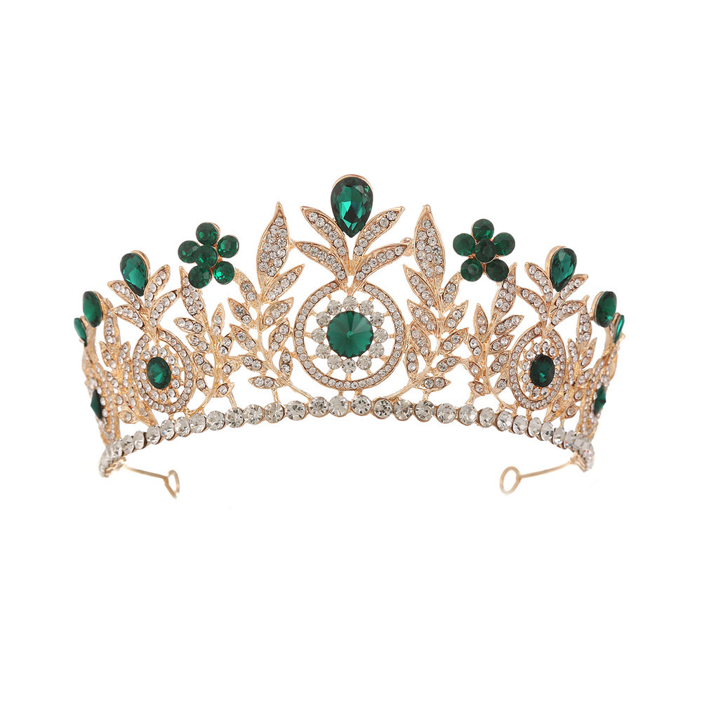 欧美复古王冠新娘水钻结婚巴洛克女王金色大皇冠婚纱礼服配饰饰品