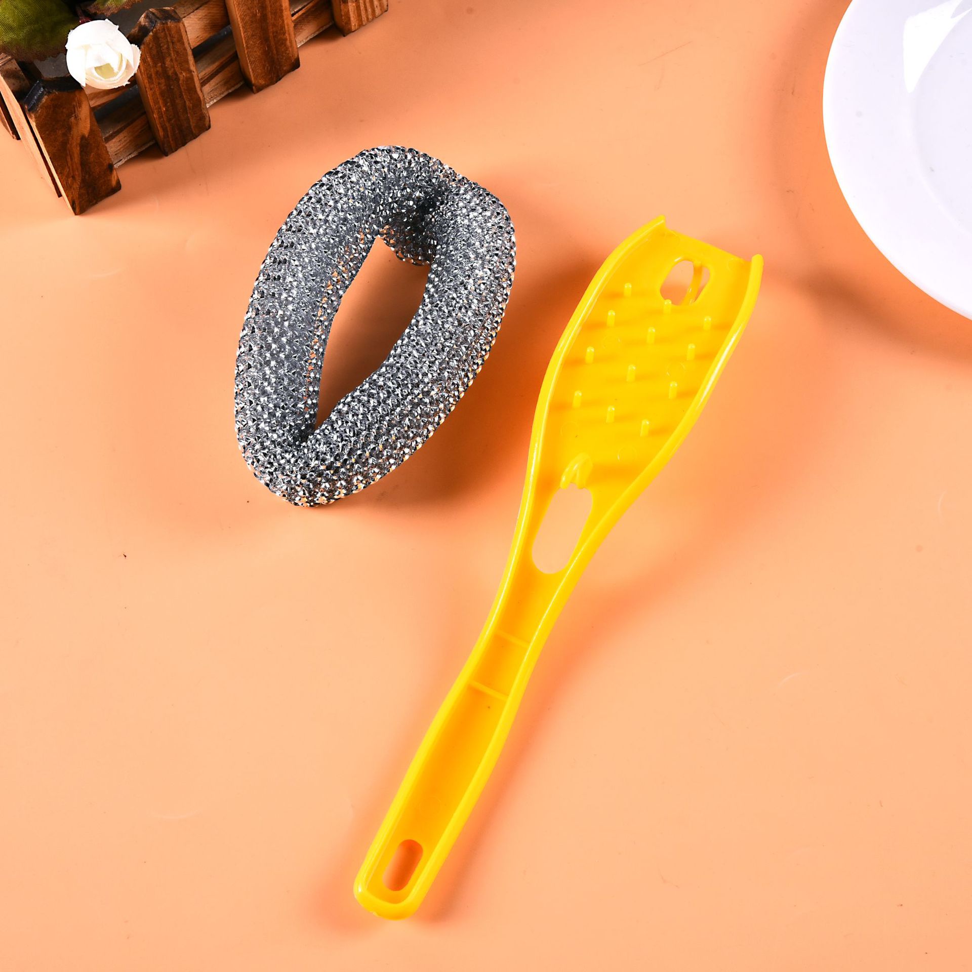 创意长柄钢丝球去油污洗锅刷 厨房可挂式实用刷碗清洁工具批发