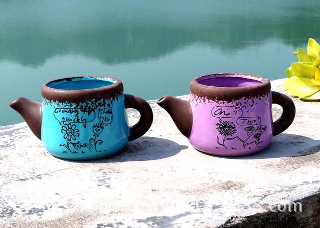 清库创意多肉植物花盆zakka杂货家居装饰欧式茶壶陶瓷花盆ly14