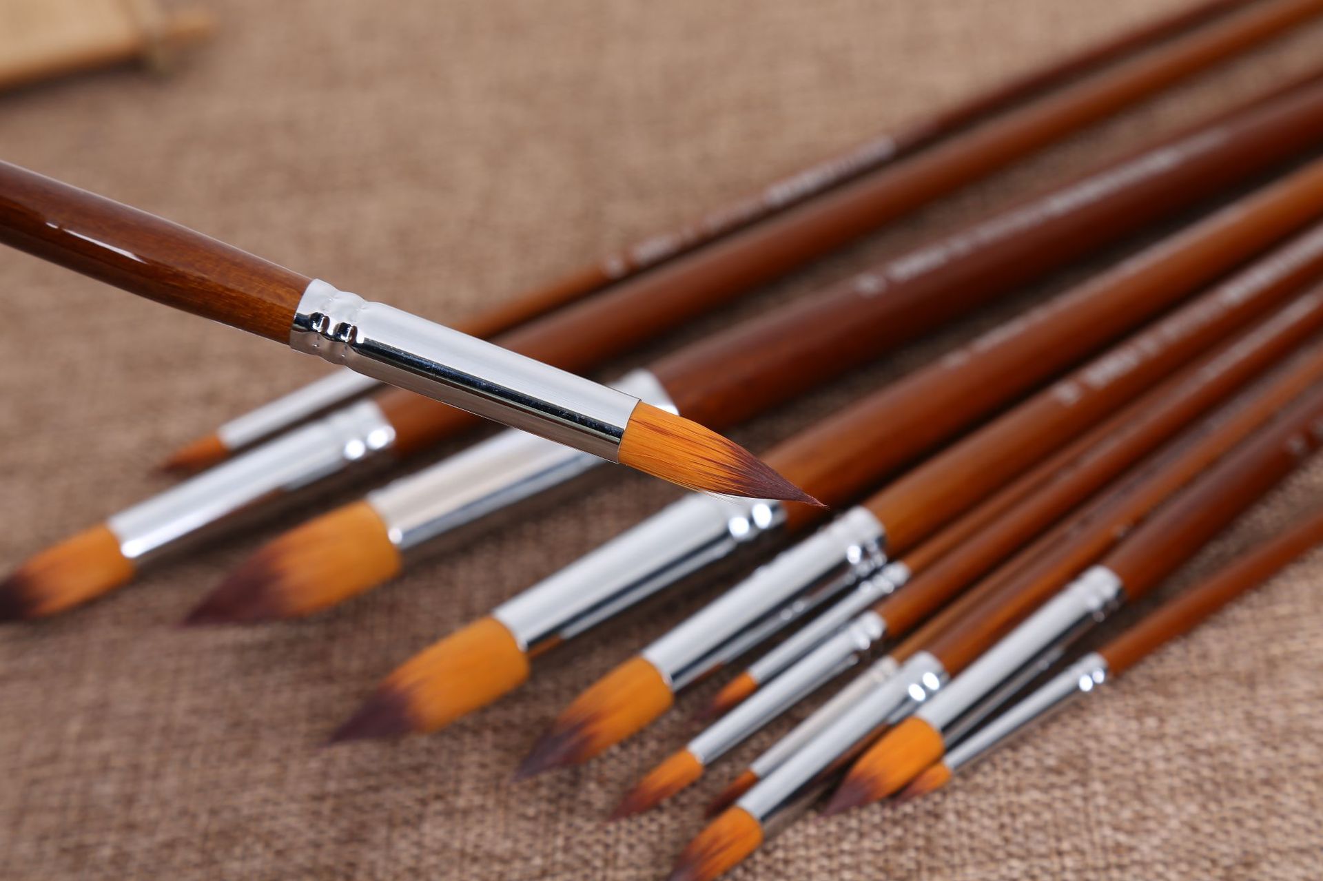 高档油画笔套装水粉水彩13支铜管尖头画笔尼龙毛画笔套装跨境