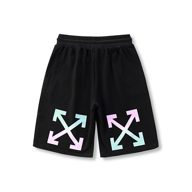 off夏装限定彩虹渐变五分裤 ow运动短裤男女情侣马裤沙滩裤