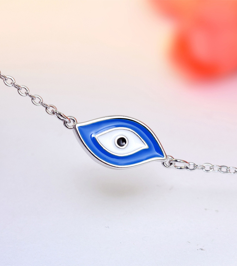 欧美魔鬼之眼手链日韩时尚银饰品女首饰蓝色恶魔眼睛手链厂家批发