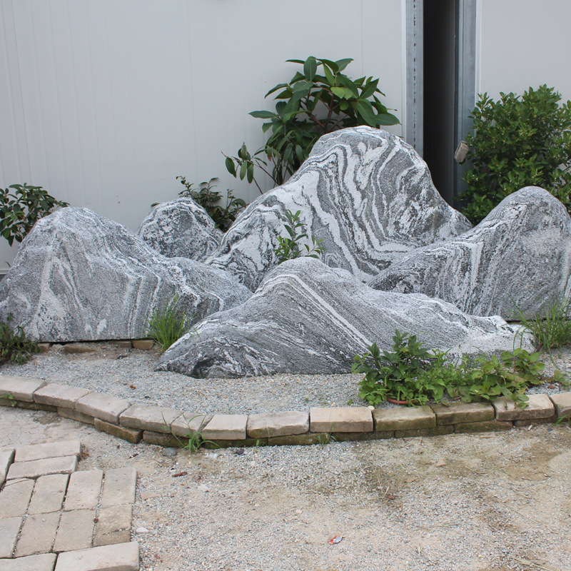 日式枯山水造景石头 公司 | 酒店室内打造人文文化景观石 园林石 切片