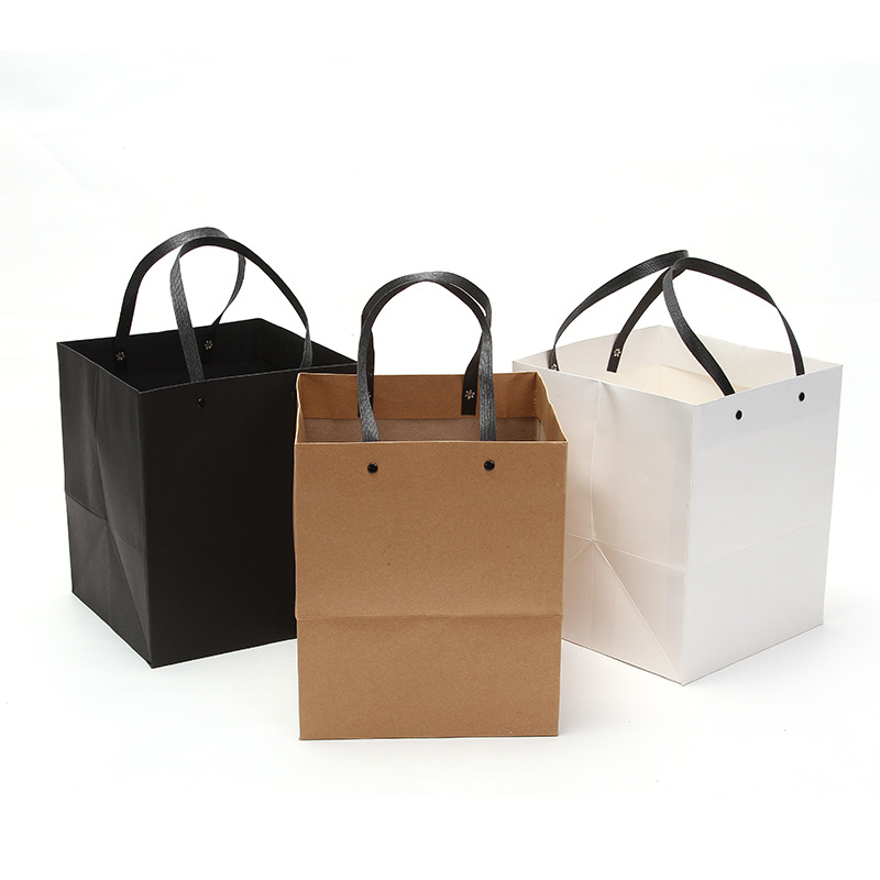 厂家生产定制方形铆钉提手加固手提纸袋 加印logo 外卖专用
