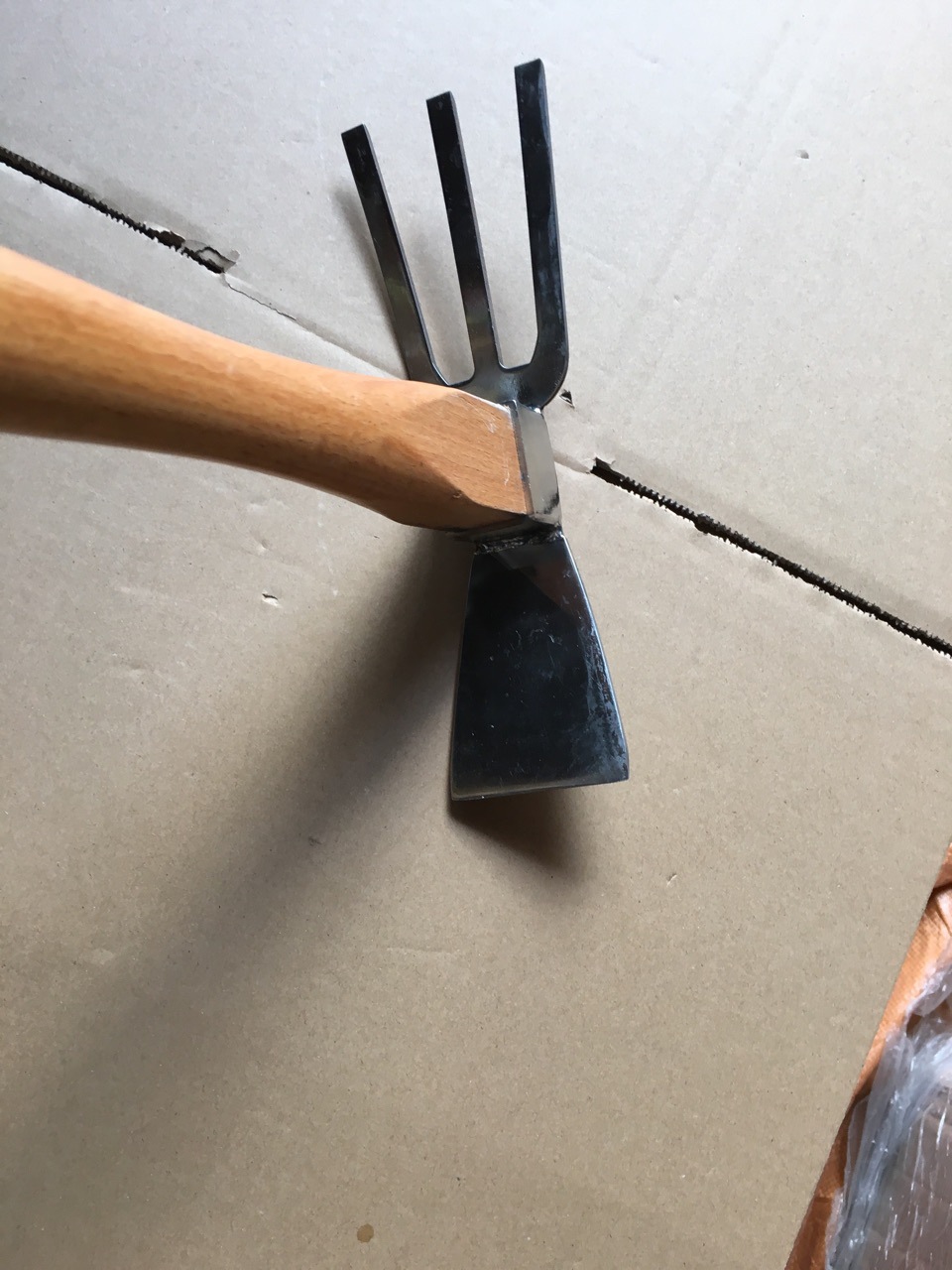 木柄304不锈钢 无磁 三齿两用锄头 花园工具 园艺工具