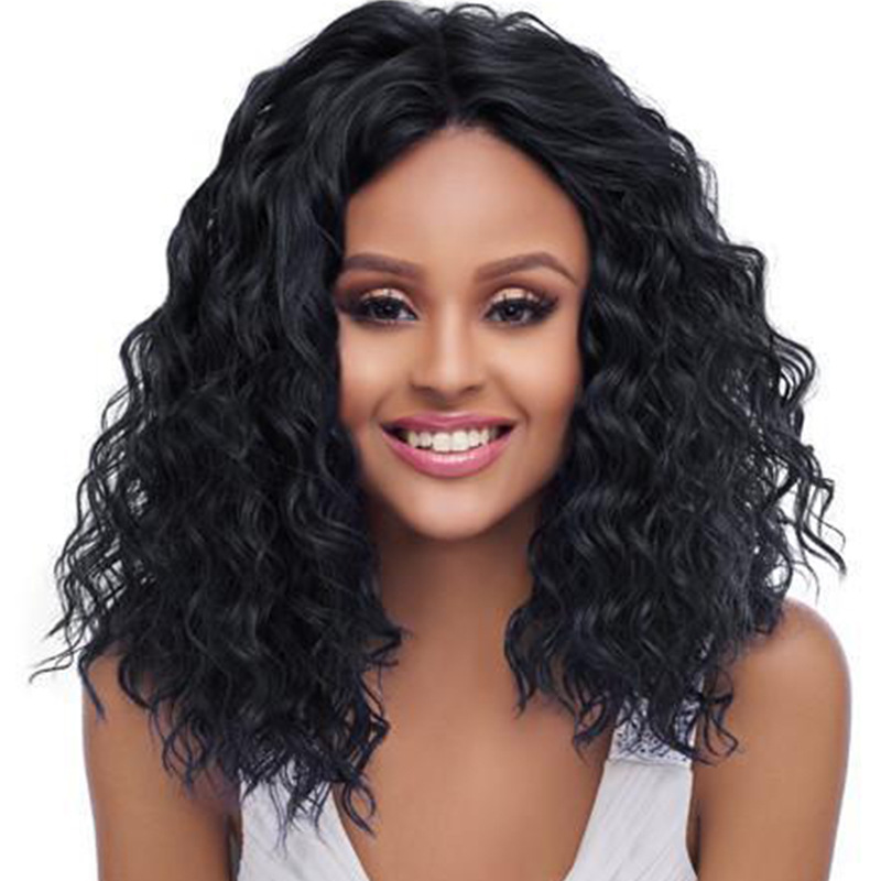 厂家直销外贸欧美黑人女士卷发跨境时尚中偏分假髪 玉米烫小卷发