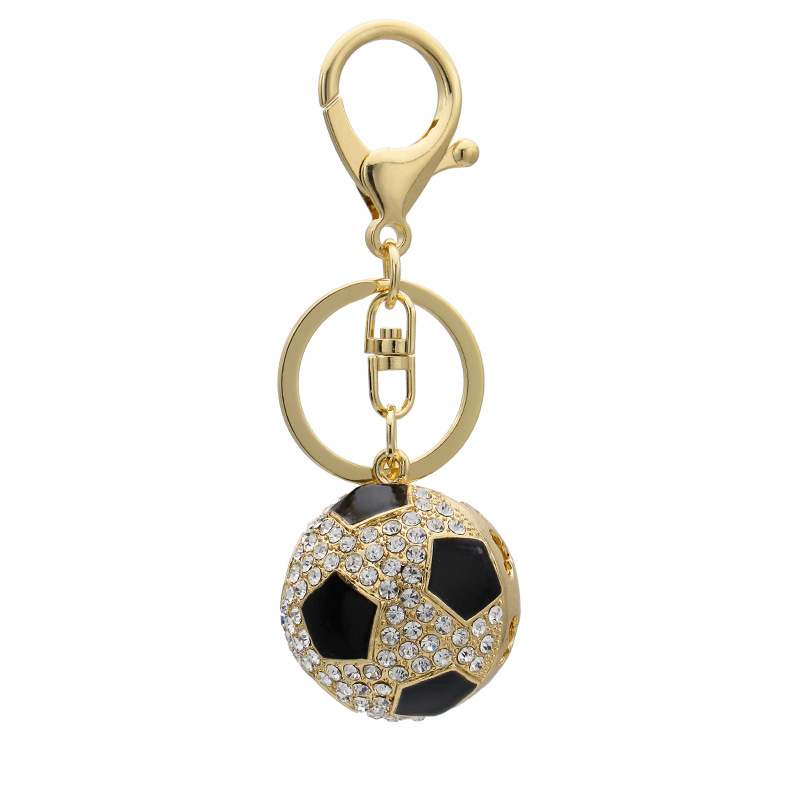 Metal Diamond Sports Football Key Ring Personalized Three-Dimensional Rhinestone Ball Car Key Ring Ornament Gifts