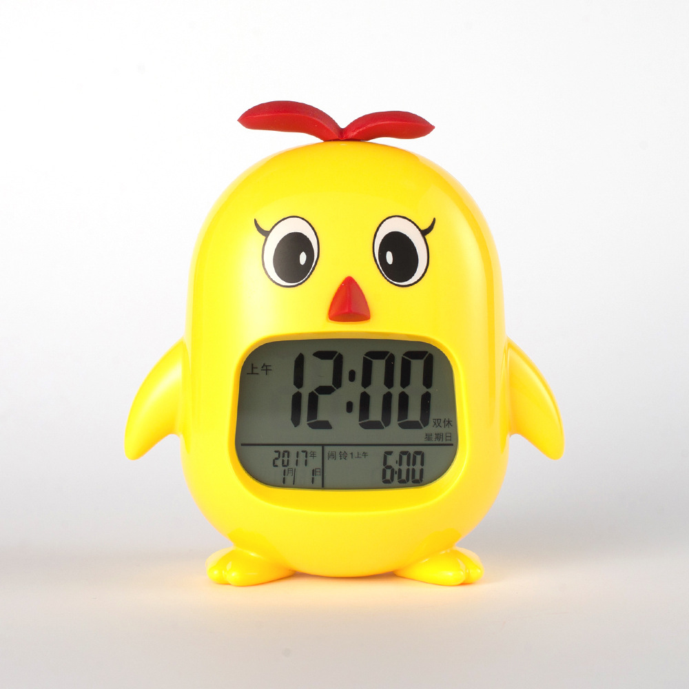 厂家通小鸡智能卡通闹钟,三组闹铃语音报时钟,多功能闹钟6602