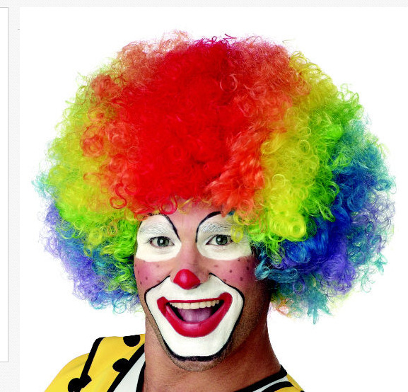 欧美彩色爆炸头球迷派对假发 cosplay彩虹球迷小丑假发发套头套