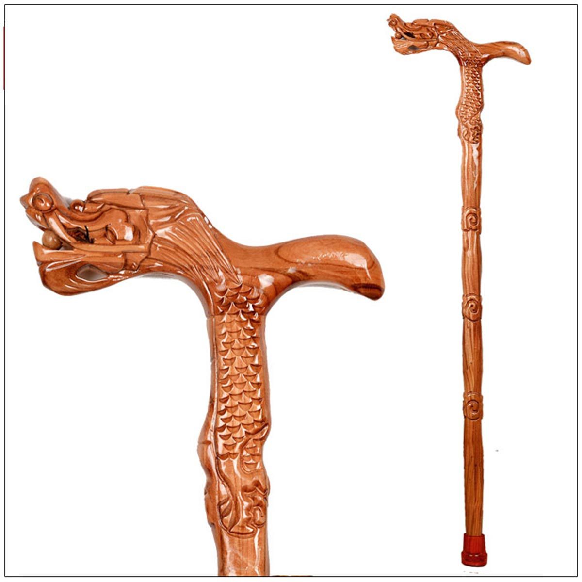 云端多福 桃木拐杖防滑手杖桃木雕刻工艺品