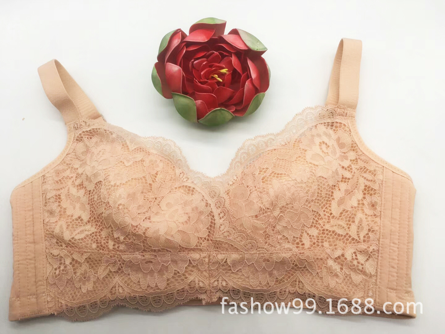 蕾丝无钢圈薄杯大码聚拢文胸夏季清爽透气内衣批发盐步