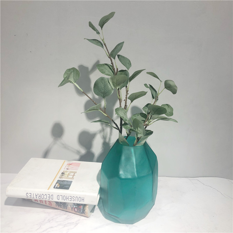 北欧风仿真植物单支圆叶桉树叶毛浆尤加利叶仿真花插花厂家批发