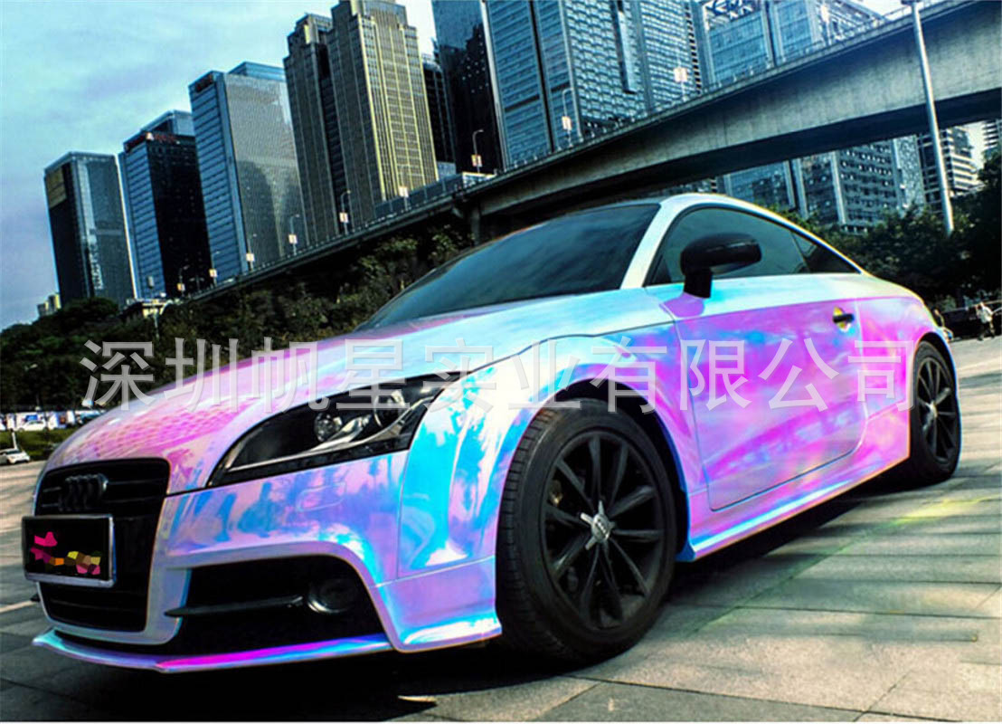 彩虹镭射车身改色膜幻彩变色龙改装贴纸手机电脑七彩电镀膜幻彩银