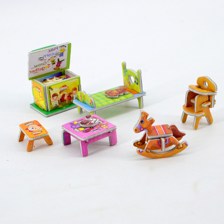 3d立体拼图房子小房子模型diy益智儿童拼装手工吊板玩具