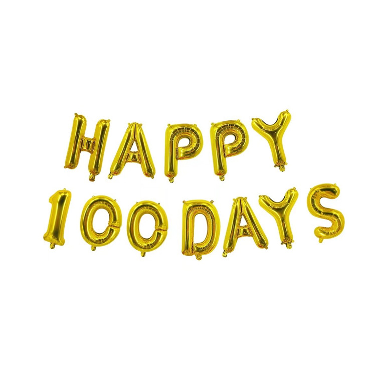 16寸100天生日字母气球 悬挂happy100days套装百天婚礼铝膜气球