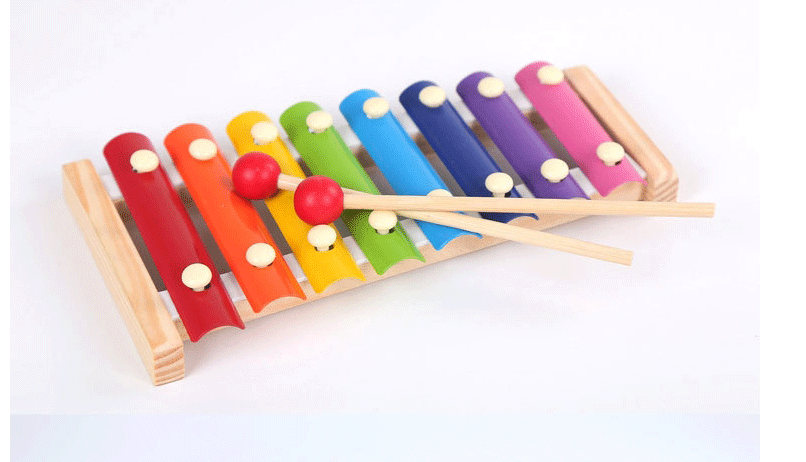 木制八音小敲琴 儿童简易乐器早教益智手敲琴木质玩具带琴谱批发