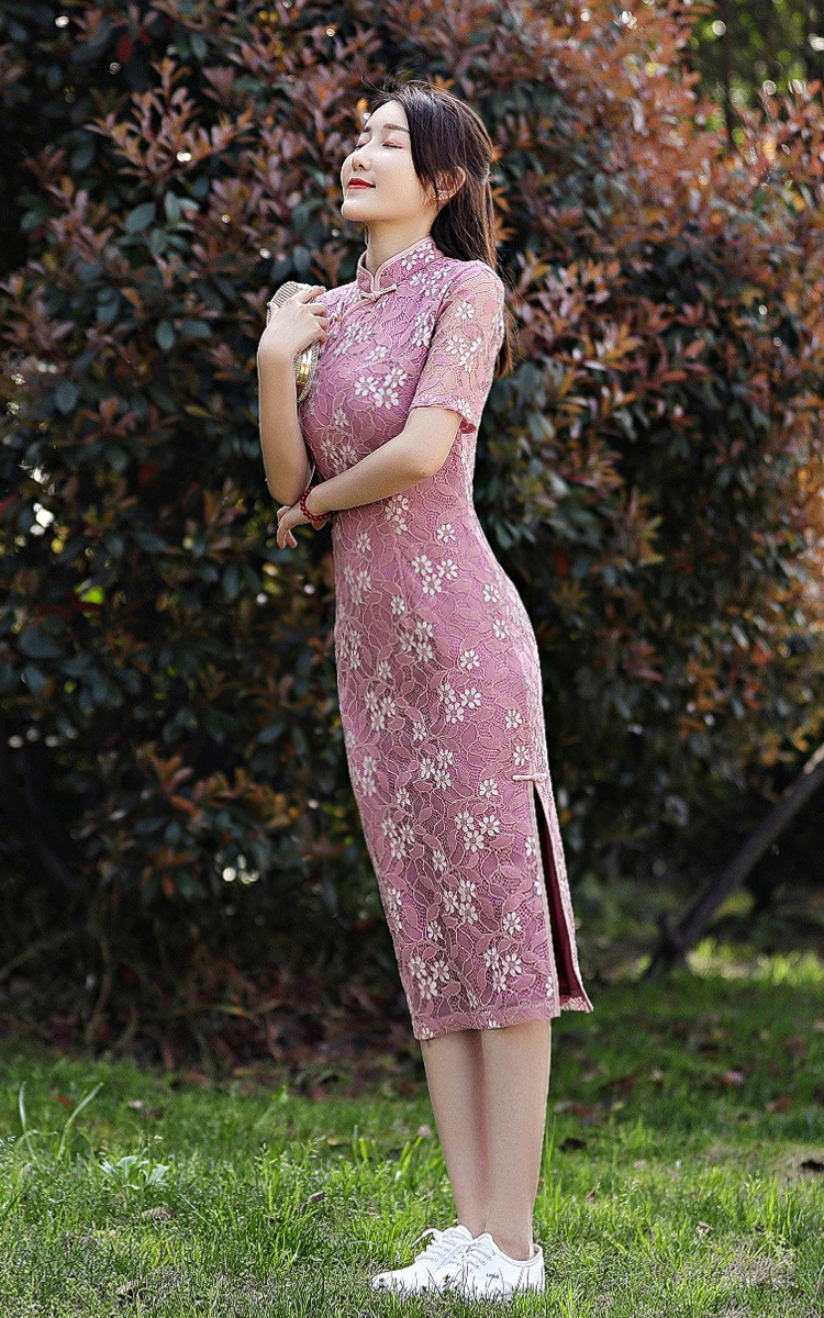 靓丽华 春夏蕾丝复古优雅旗袍连衣裙 中式高雅婚唐装女婚宴旗袍裙