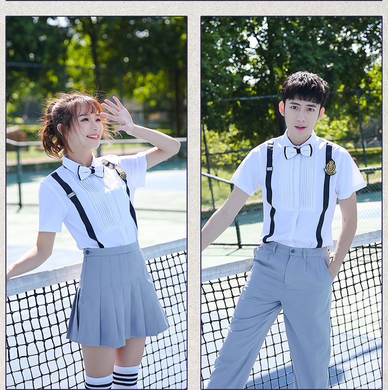 【加十分】学生毕业校服夏季新款背带裙装日韩学院风制服定制批发