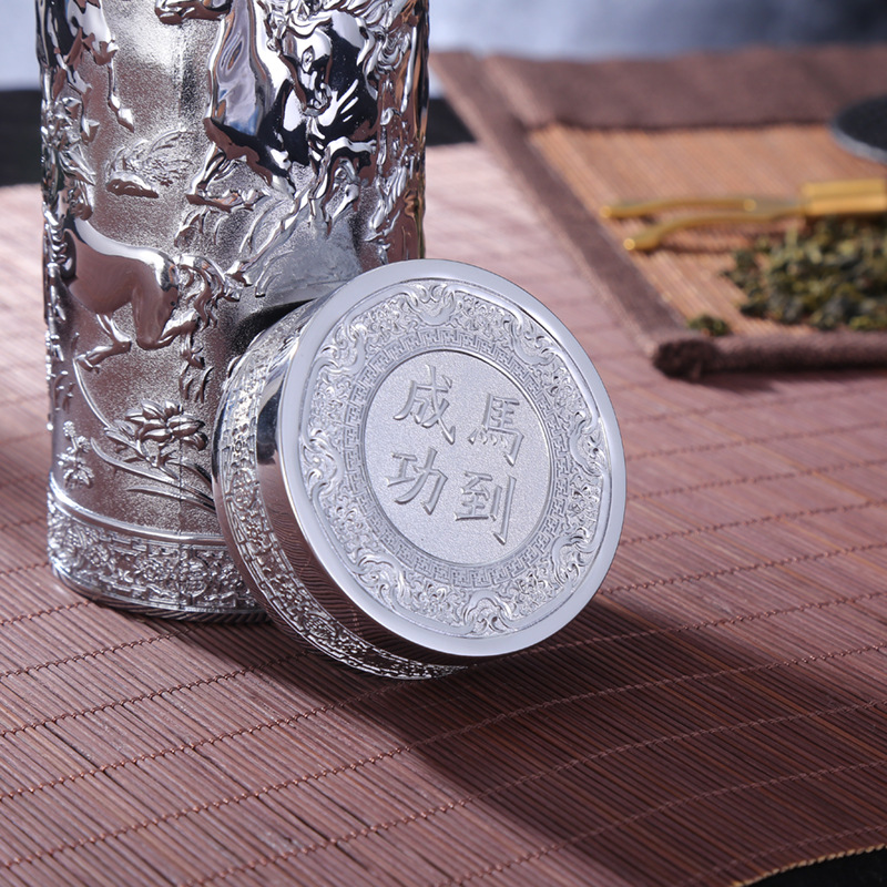 马到成功银杯带滤网内胆银泡茶杯高档商务办公礼品杯货源定制批发