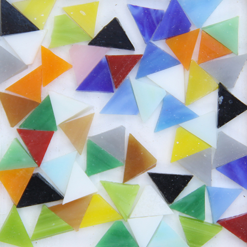 透明三角形云母彩色玻璃片diy儿童学生成人手工壁画镶嵌画绿红蓝