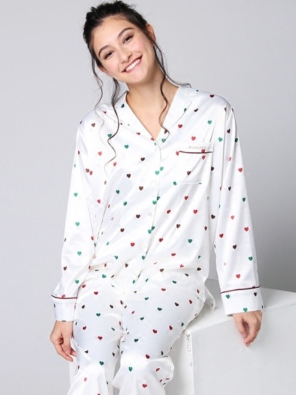 wzfs1841现货gp冰淇淋春夏新款爱心印花丝滑家居睡衣套装长袖睡服