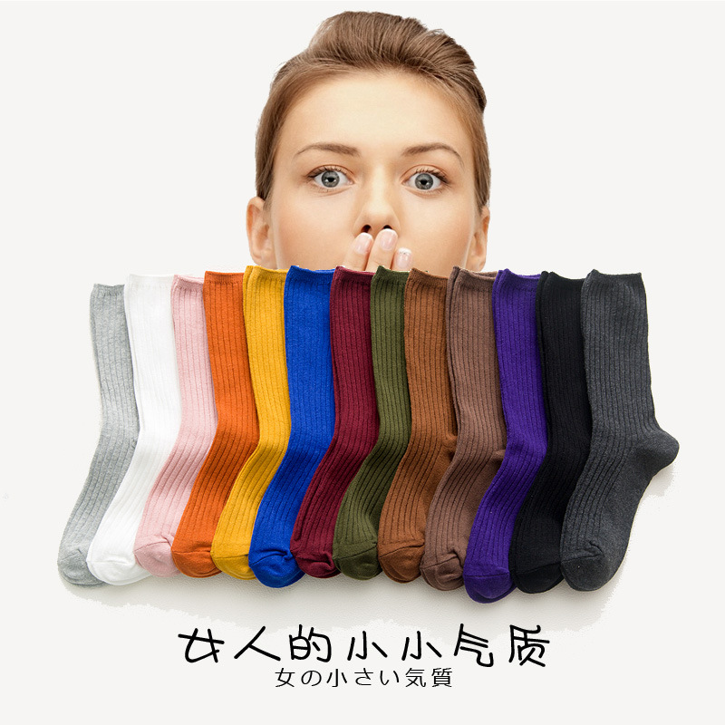 Women's Socks Thickened Bunching Socks Cotton Autumn and Winter Korean College Style Japanese Style South Korea All-Matching Tube Socks Women's Fashion Long Socks