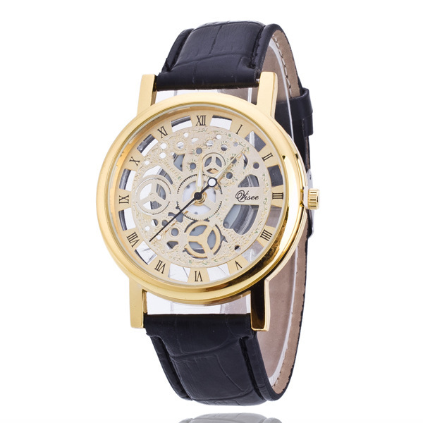 Factory in Stock Wholesale Casual Korean Style Non-Mechanical Watch Men's Quartz Watch Double-Sided Sheer Cutout Watch for Men