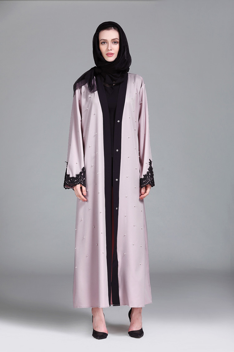 实拍中东长款外套钉珠蕾丝拼接阿拉伯穆斯林长袍 (送腰带)099