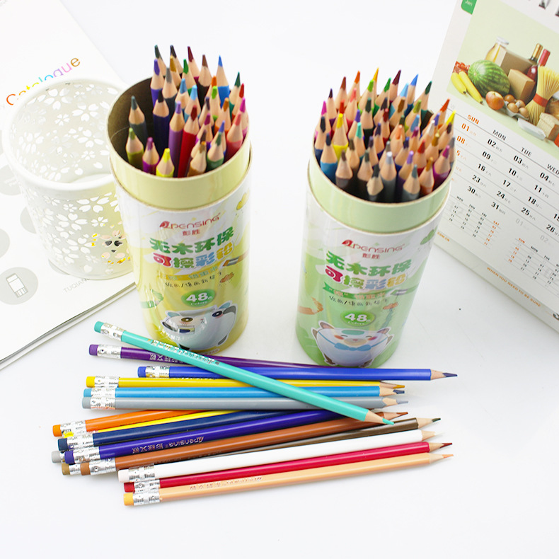 12 Color Cartoon Bear Barrel with Rubber 24 Drawing Graffiti Erasable Color Pencil 36 Color 48 Color Lead Environmental Pen 18