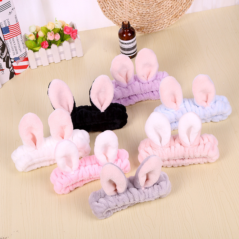 Factory Direct Sales Flannel Rabbit Ears Hair Band Face Wash Makeup Headband Korean Hair Accessories Toiletries Hair Accessories