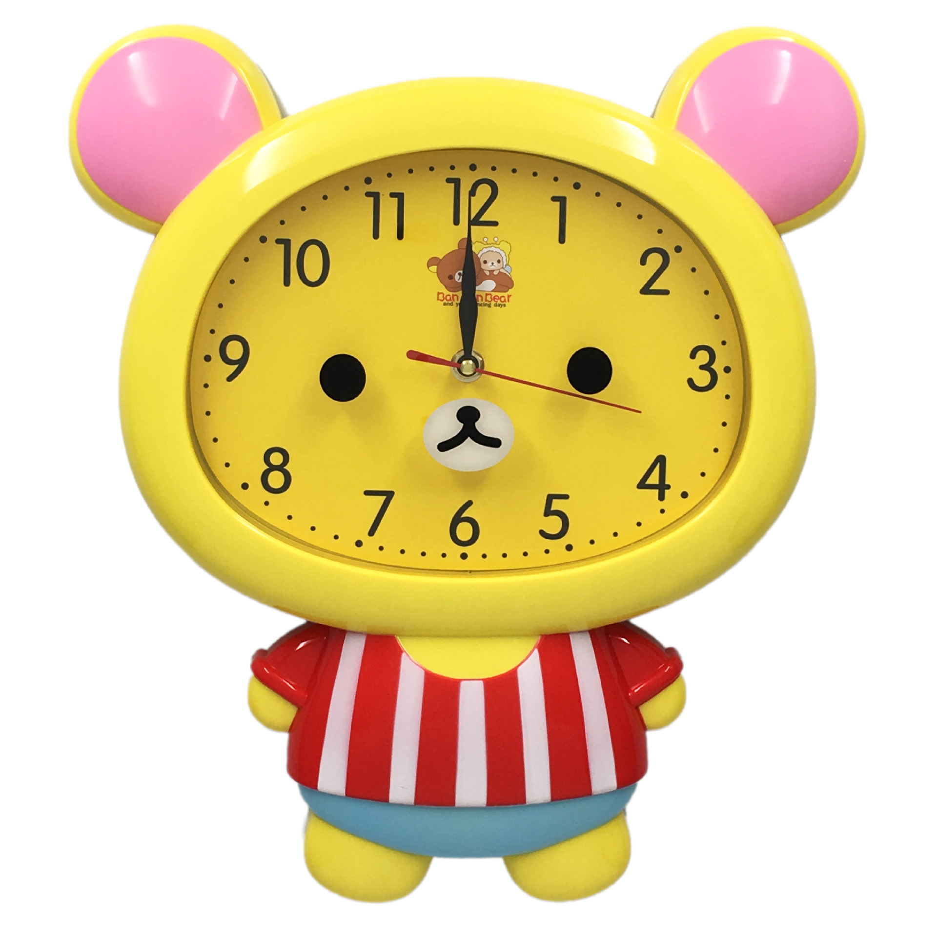 康巴丝静音扫描钟表儿童房幼儿园呆萌卡通时钟款32高40cm创意挂钟