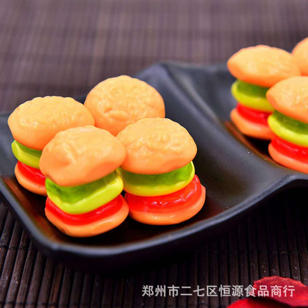金稻谷汉堡包汉堡糖 糖果橡皮糖彩虹糖水果糖10克儿童零食外贸出