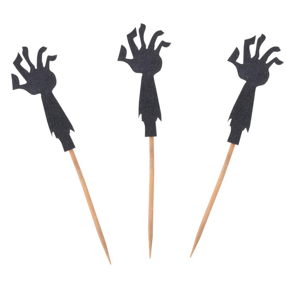 万圣节纸质僵尸手臂插牌 仿丧尸手蛋糕装饰 10个一包