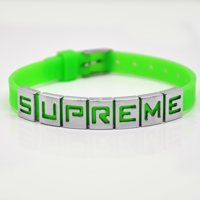 新款现货潮牌supreme硅胶手环男女情侣个性手环手腕带手镯胶圈