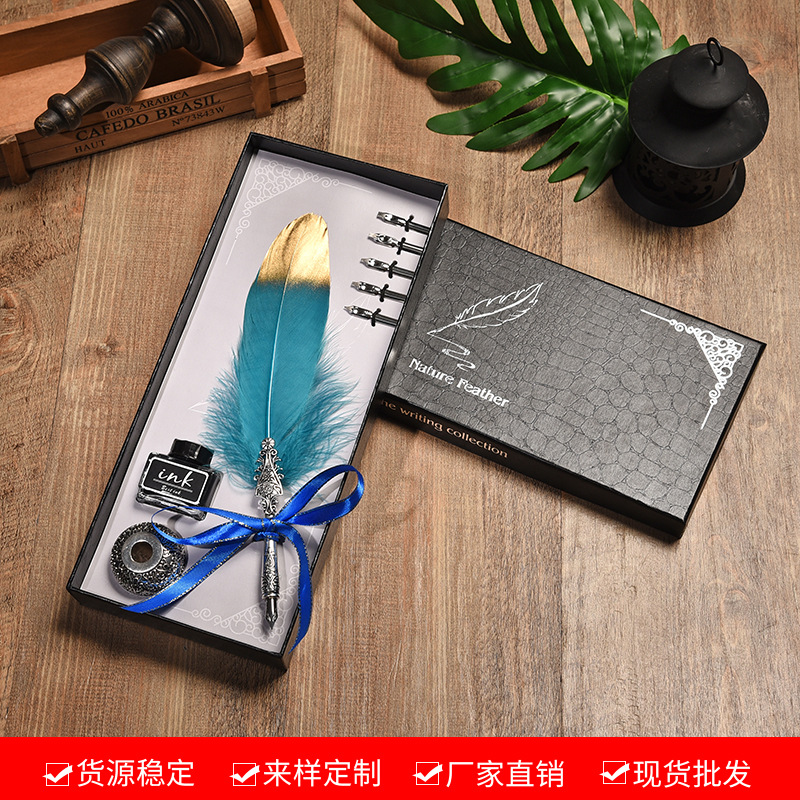 European Retro Feather Pen Suit Harry Potter Dipped in Water Signature Pen Gift Box Teacher's Day Gift Pen Wholesale