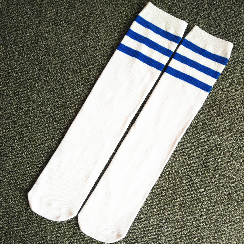 三条杠袜子儿童中高筒舞蹈袜 学生中长袜白色3条杠运动袜一件代发