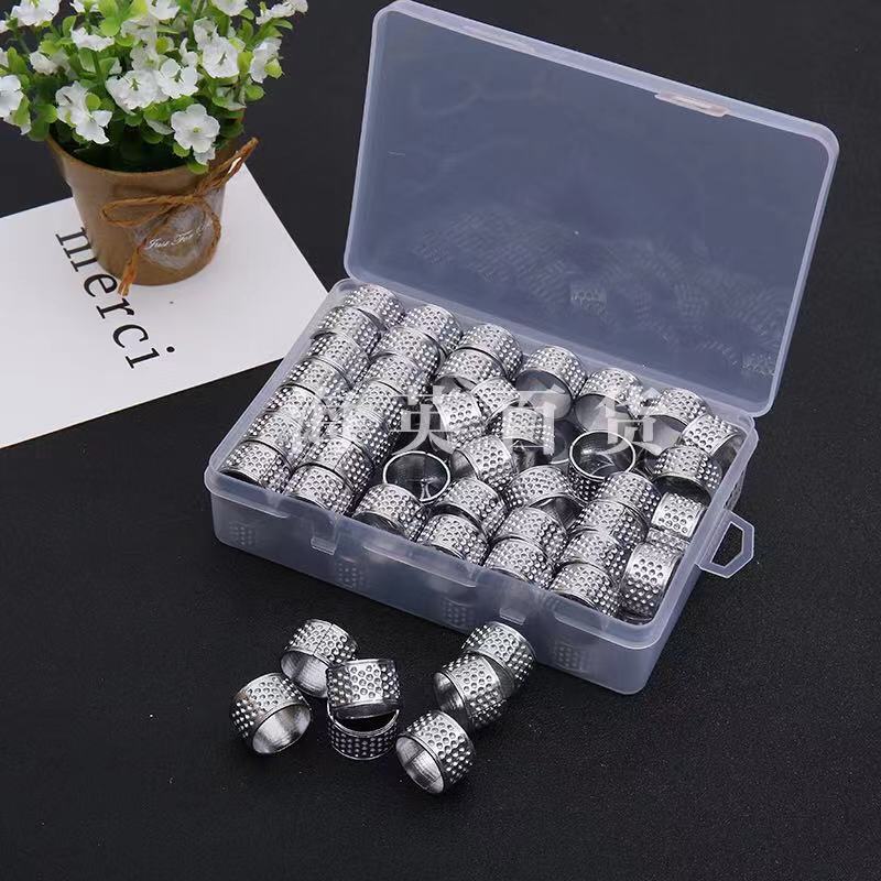 C919389 Plastic Boxed Silver Extra Thick Hand Sewing Thimble DIY Tool Household Sewing Needle Press Safety