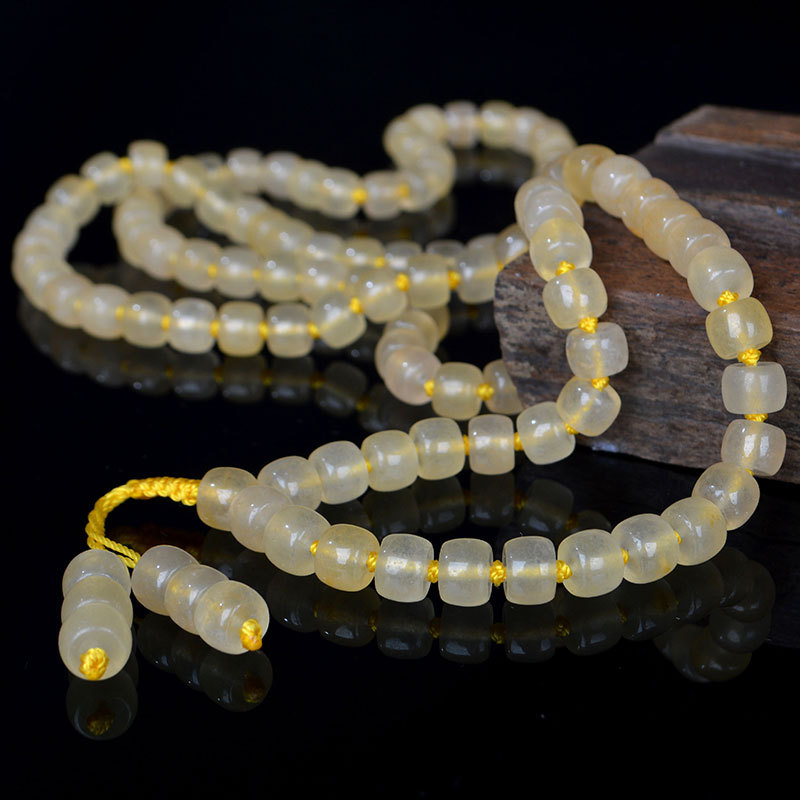 天然玉石项链正品新疆宝石光苹果珠毛衣链 新款金丝玉籽料项链