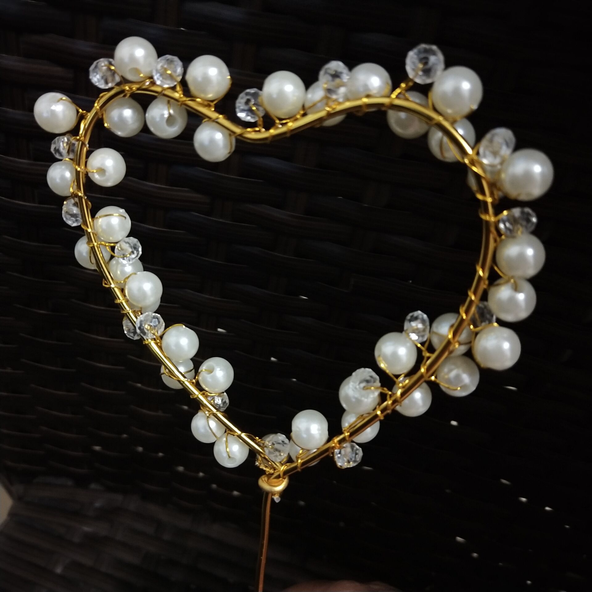 新款纯手工制作蛋糕装饰立体水晶珍珠爱心树心形仙女棒烘焙装饰