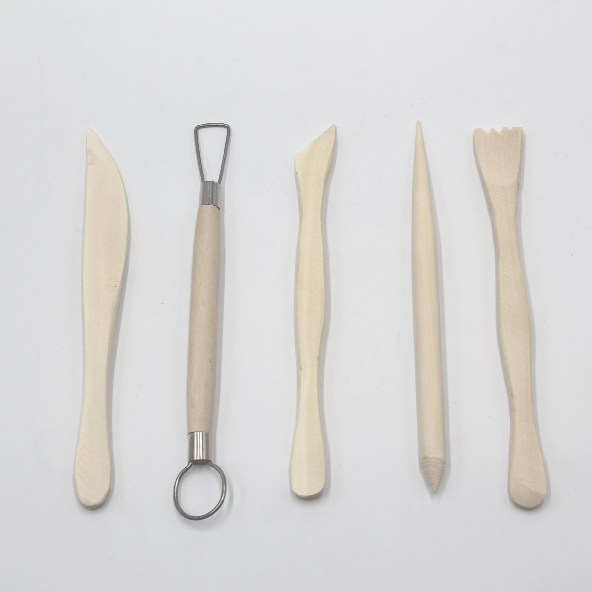 美术用品5件木质泥塑刀陶艺工具木质陶艺刀软陶雕塑刀 修坯五件套