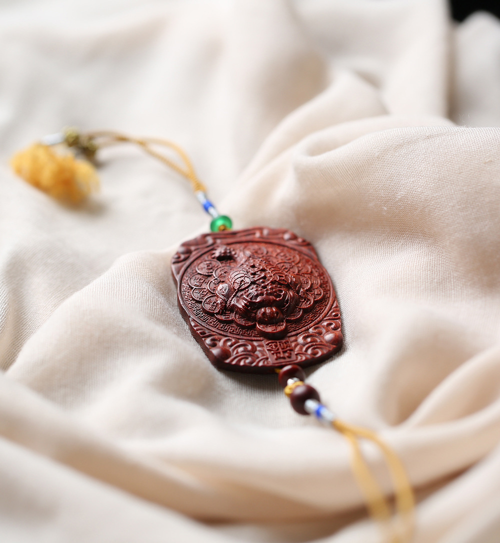 善德原创 印度小叶紫檀 大料【金蟾】吊坠 车挂 精雕木质工艺品