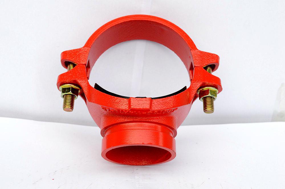 消防管件沟槽式刚性卡箍丝扣机械三通dn100*25-80