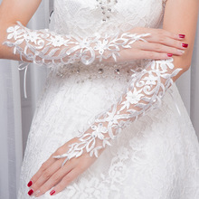 新娘婚纱手套结婚新娘礼服成人蕾丝手套婚礼勾指短手套速卖通代发